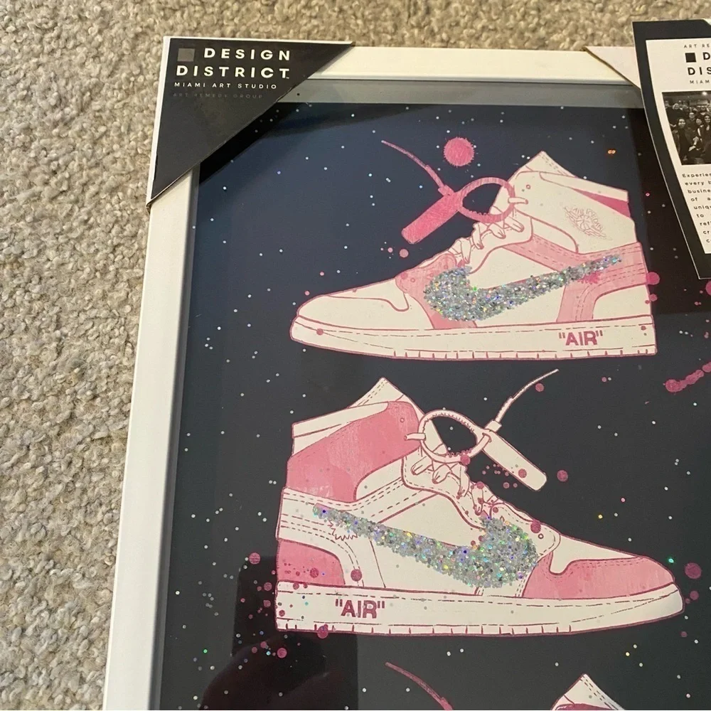 Nike Air Force One Framed Poster Art NEW Pink Glitter Girl Room Decor Wall